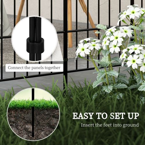 Outsunny 8PCs Decorative Garden Fencing 24in x 8.7ft Metal Border Edging