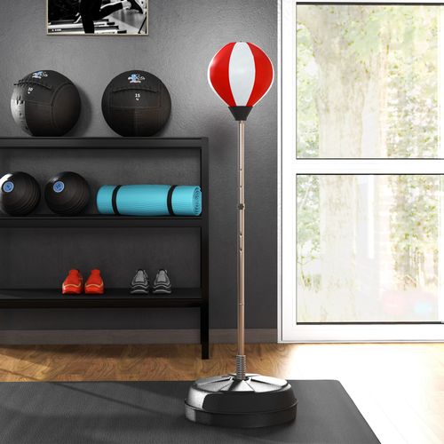 HOMCOM Punching Bag with Stand Boxing Bag Set with Adjustable Height Red