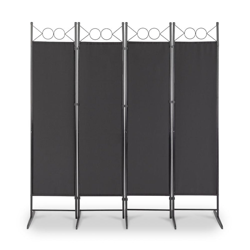 5.74FT 4-Fold Top With Shape 130g Polyester Cloth Plastic Feet Carbon Steel Frame Foldable Screen Black