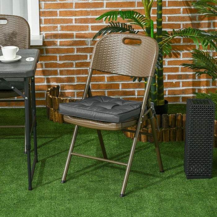 Premium Grey Garden Seat Cushion: 40x40cm, Ties, High Quality, Durable, Tufted, All-Weather, Perfect for Outdoor Dining Chairs