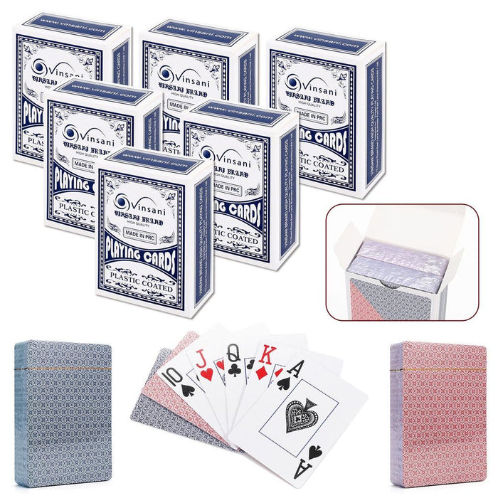 Vinsani Traditional Check Poker Casino Plastic Coated Playing Cards Decks (2 / 4  / 6 / 12)