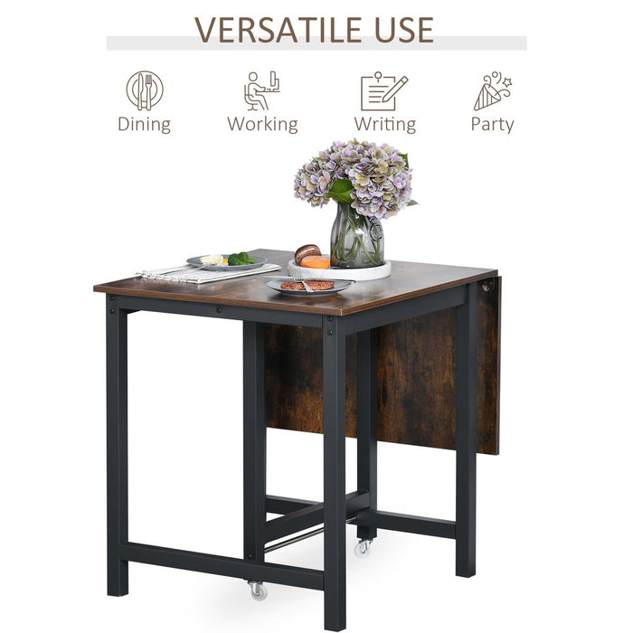 Industrial-Style Drop Leaf Folding Table for Dining - Compact & Stylish - Max Load 20KG