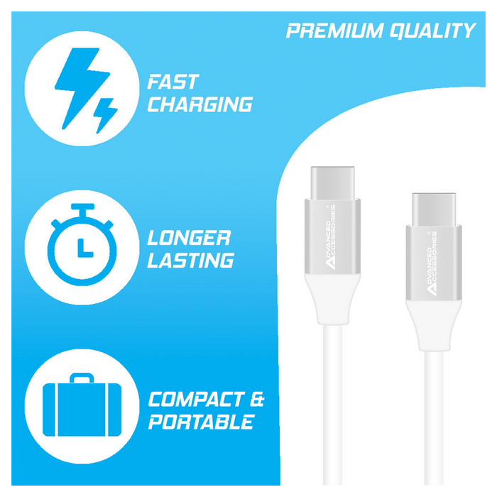 AA CHARGE-IT Premium USB-C to USB-C Cable Supports Fast Charge (Up to 60W)