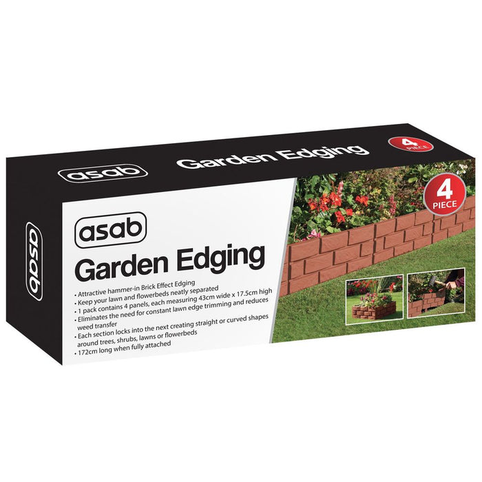 ASAB 4PK Hammer in Lawn Edging Edge Garden Fence Brick Effect 1/0331