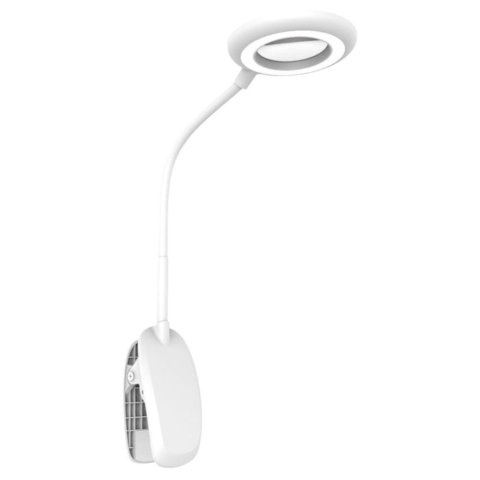 Rechargeable Clip-on Magnifier with Flexible Gooseneck and Daylight LED Light - Ideal for Beauty, Bed, Nail Tables - 1.3X Magnification