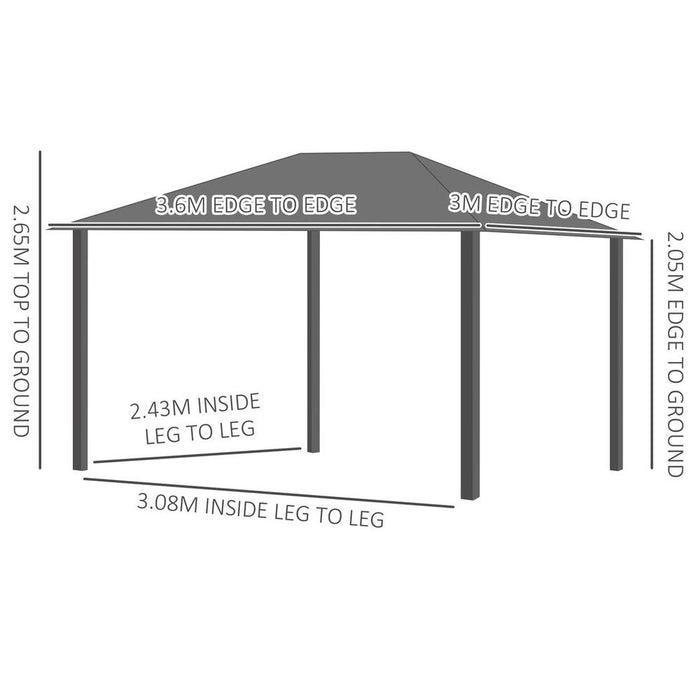 Premium Outsunny 3 x 3.6m Aluminium Hardtop Gazebo Canopy - High-Quality, Durable, & Stylish