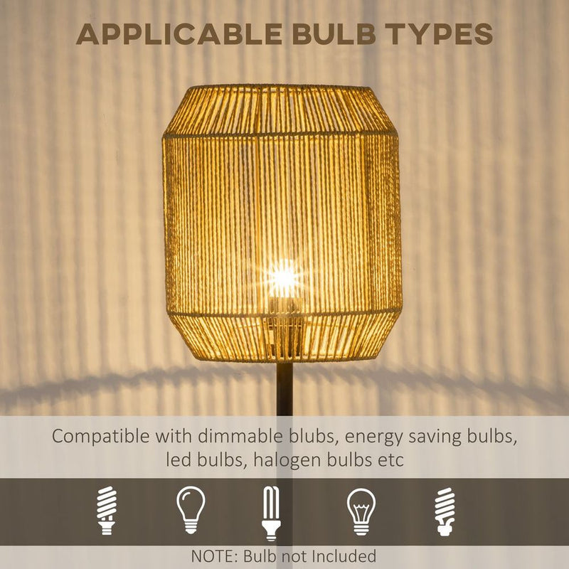HOMCOM Farmhouse Floor Lamp for Living Room Bedroom with Rattan Wicker, Natural