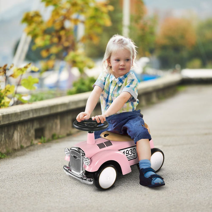 AIYAPLAY Foot To Floor Slider with Steering Wheel for 12-36 Months Pink