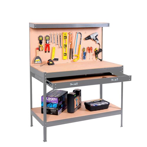Workbench Heavy-Duty Steel Pegboard Drawer - Grey DPD