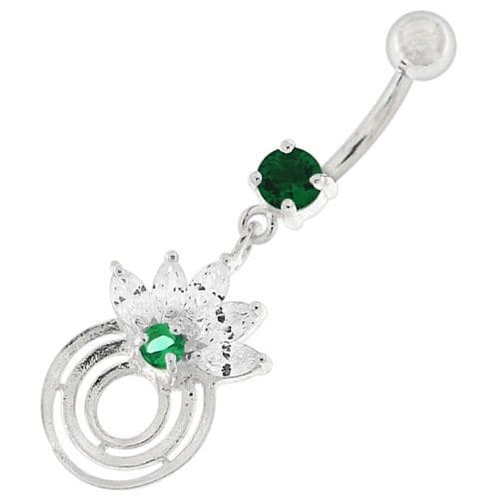 Round Circle with Crown Dangling Belly Ring