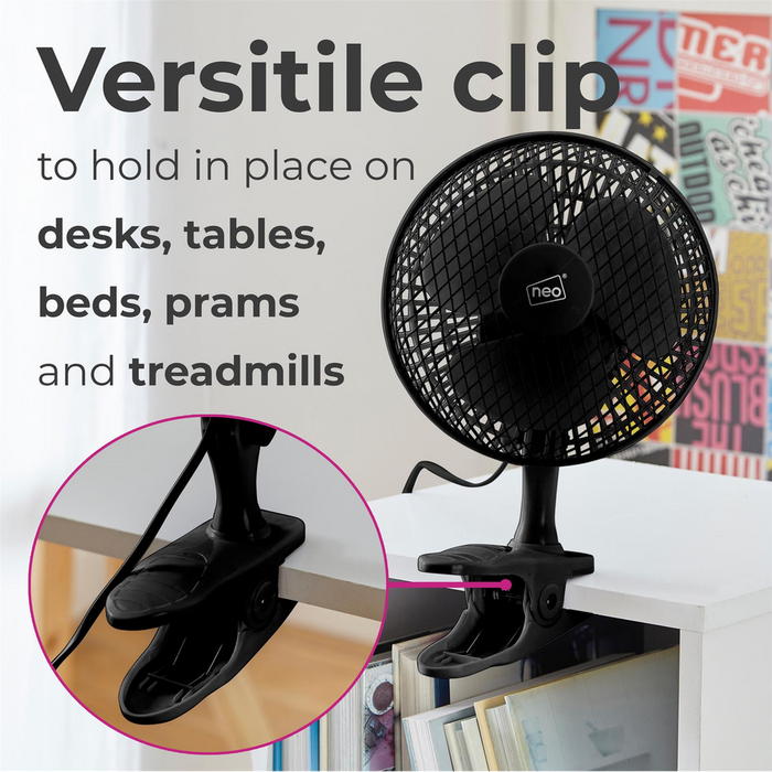 Neo Mini Clip Base Mount Desk Fan Black