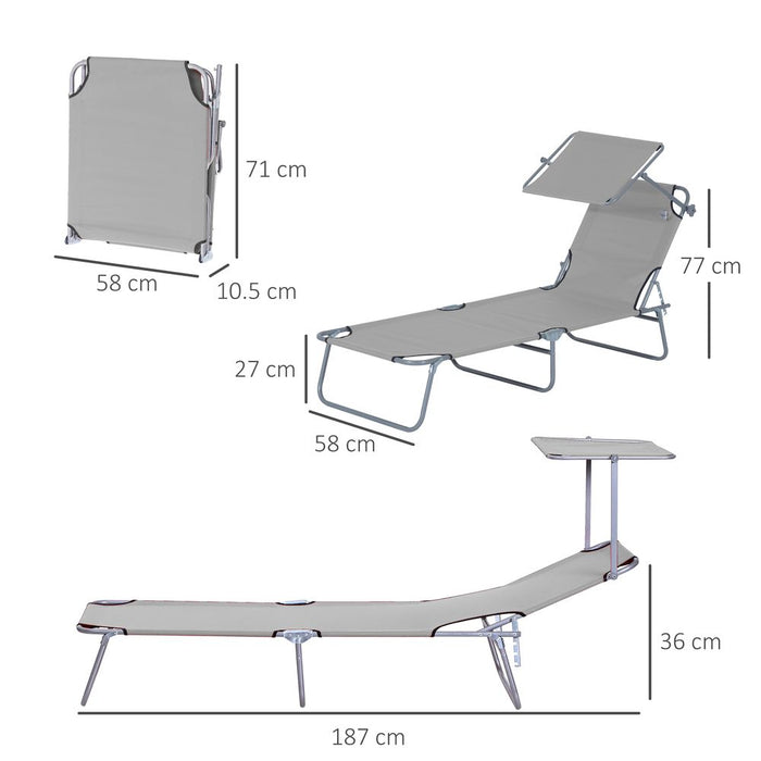 Premium Folding Sun Lounger w/ Adjustable Canopy - High Quality, Comfortable & Portable - Ideal for Gardens & Outdoor Areas