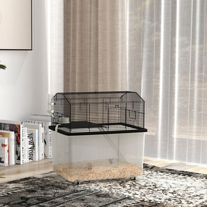 Premium 2-Tier Hamster Cage w/ Food Dish & Ramp - Spacious & Stylish Home for Your Small Pets