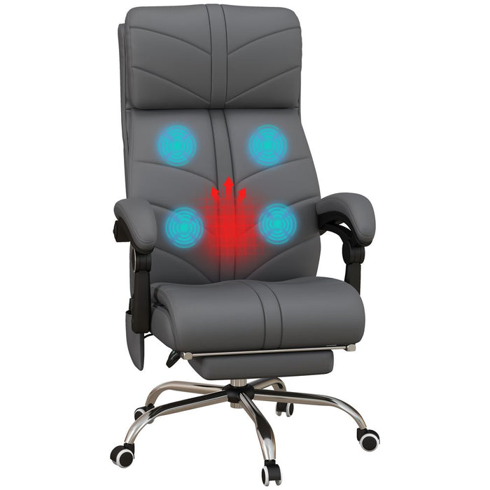 Premium Vinsetto Vibration Massage Office Chair with Heat & Footrest - Grey