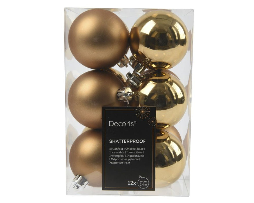 Shatterproof Pecan Brown Bauble  6cm Pack of 12 - Christmas