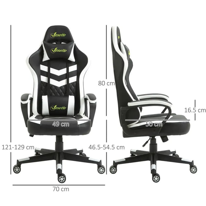 Ultimate Racing Gaming Chair - Lumbar Support, Headrest, Black/White - High Quality