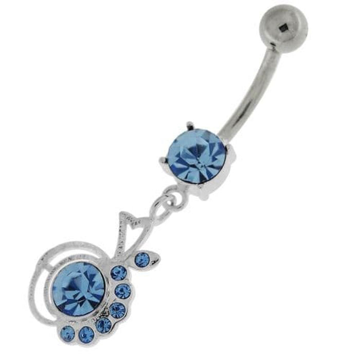 Half Jeweled Half Plain Navel Belly Button Ring