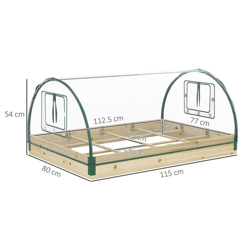 Outsunny Raised Garden Bed with Greenhouse Roll Up Windows