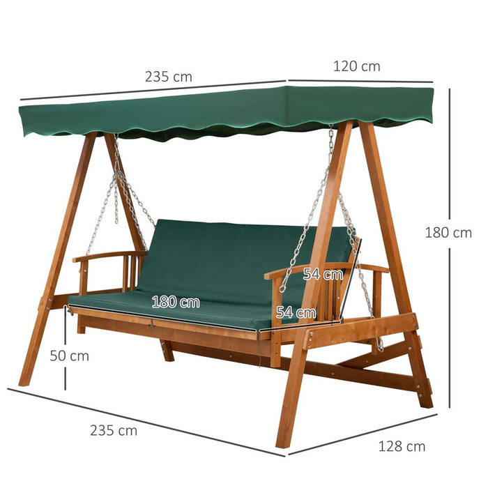 3 Seater Wooden Garden Swing Chair Outdoor Hammock Bench Lounger Bed Wood