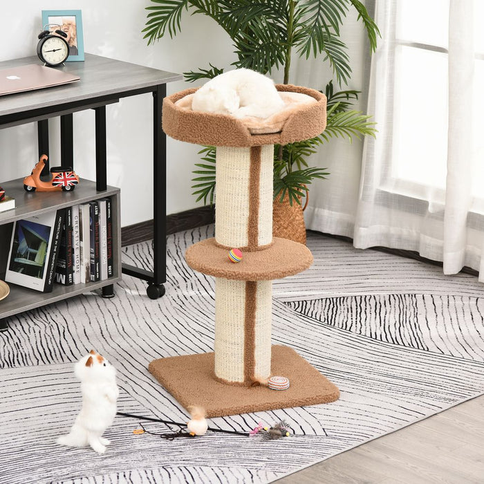 91cm Cat Tree Kitten Activity Center Tower Scratching Post Lamb Cashmere Perch