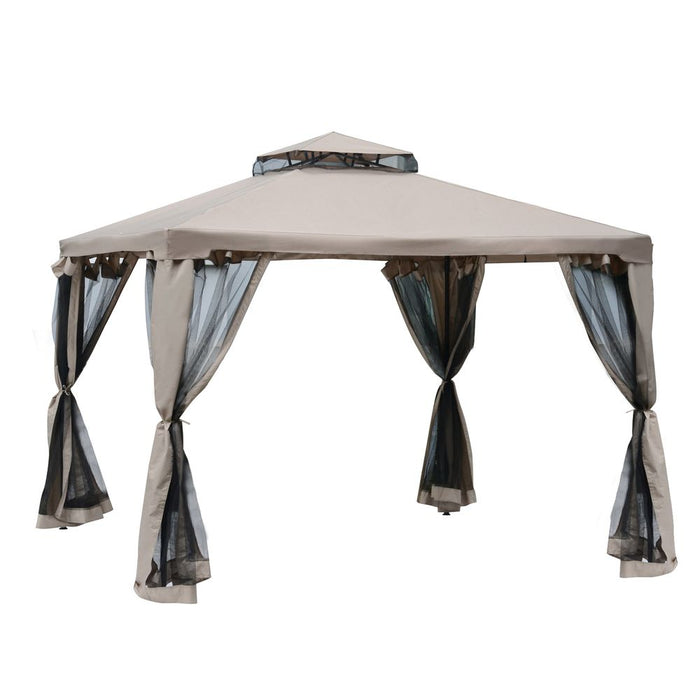 Premium Outsunny 2-tier Gazebo - 295L x 295W x 263Hcm - Taupe