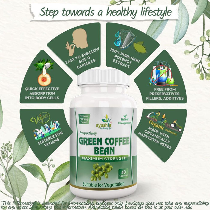 Organic Green Coffee Capsules - Pure Raw Extract for Weight Loss & Energy Boost