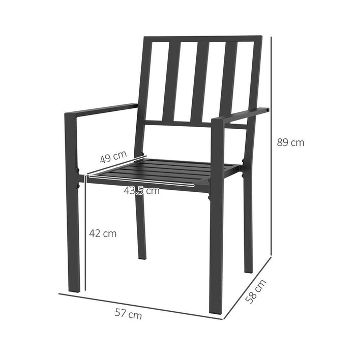 Outsunny 2 PCs Stackable Metal Garden Chairs, Black - Stylish & Sturdy Outdoor Seating for Bistros, Patios, and More!