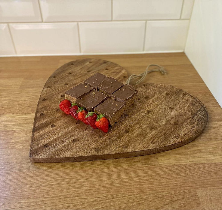 Handcrafted Heart Shaped Wooden Chopping Board 40cm