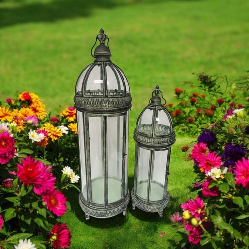 90/71CM SET 2 METAL GARDEN LANTERNS