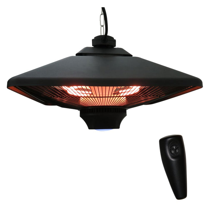 Outsunny 2kw Electric Heater LED Halogen Heating Hanging Light Outdoor Remote