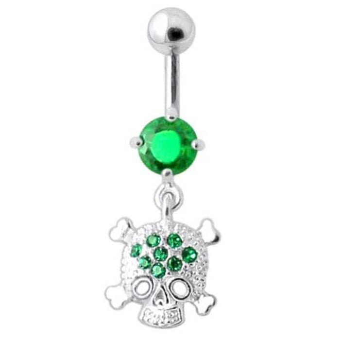 Jeweled Skull Navel Belly Ring