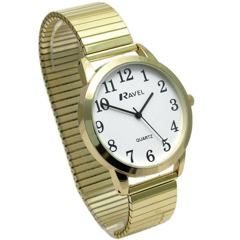 Ravel Men's Gold Bracelet Watch - Bold Number White Dial - High Quality