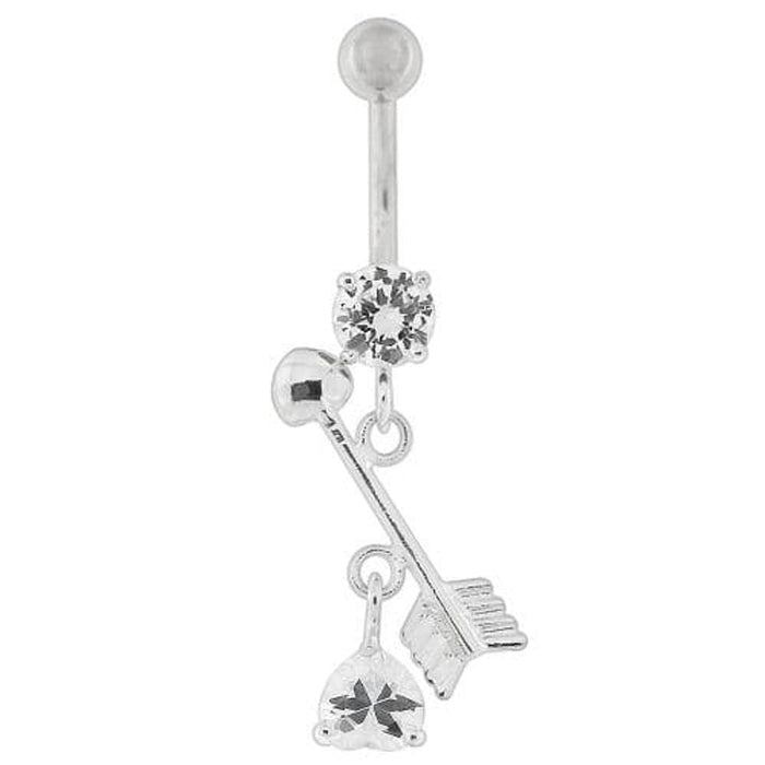 Arrow with Heart Dangling Belly Button Ring