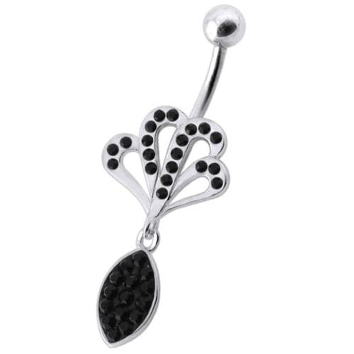 Fancy Jeweled Rasta colored belly ring with dangling pot