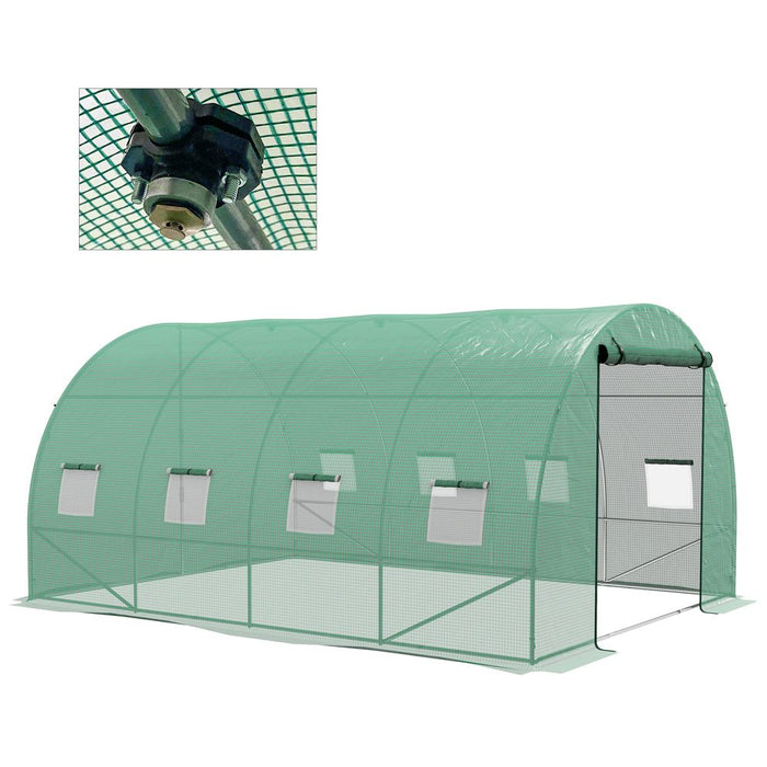 Outsunny Polytunnel Green House with Sprinkler System, Wide Door