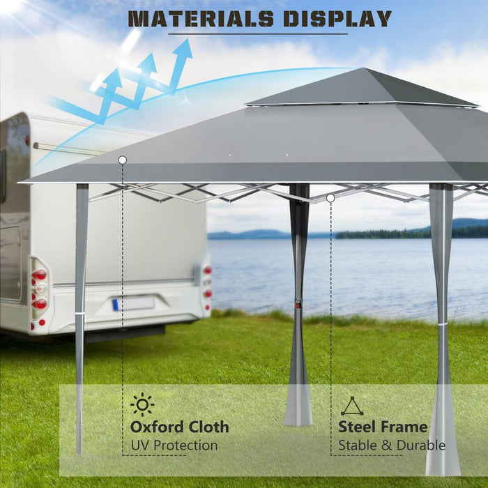 Premium Dark Grey Pop-Up Gazebo: Double Roof, Steel Frame, Roller Bag - Ideal for Outdoor Parties!