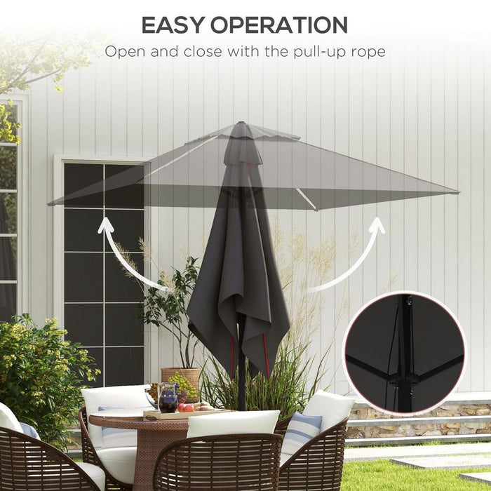 Premium Outsunny Grey Sun Parasol - Table Umbrella for Patio, Garden, Pool - Vent, High Quality, Easy to Use