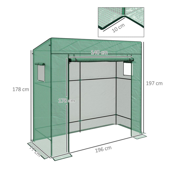 Outsunny Walk-in Garden Green House with Large Roll-up Door and 2 Mesh Windows