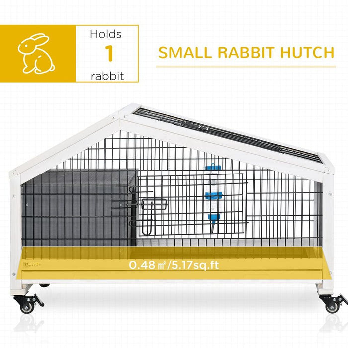 PawHut Rabbit Cage | Water Bottle, Wheels, Slide-Out Tray | Dark Grey | Spacious & Portable