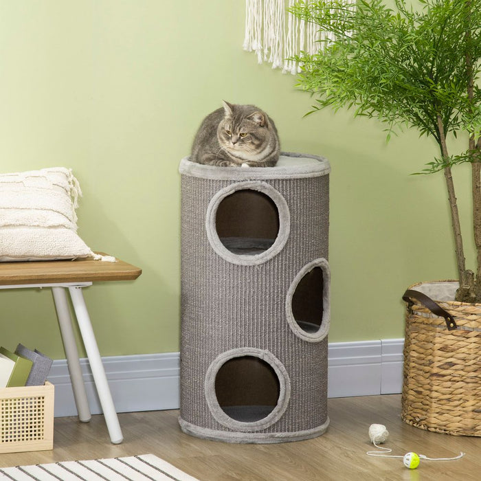 Premium Cat Barrel Kitten Tree Tower - Sisal-Covered, Cozy Platform - Ideal for Indoor Cats