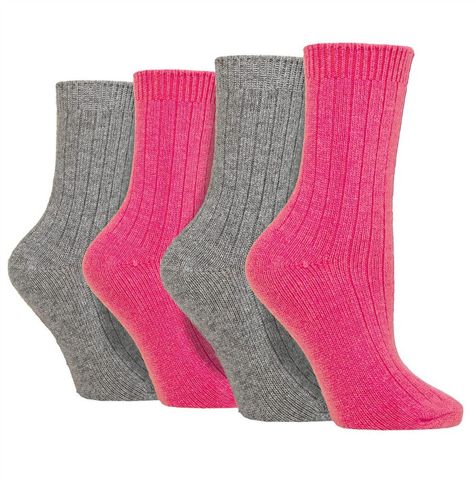 Wildfeet - Ladies 4 Pair Multi Pack Cashmere Bed Socks