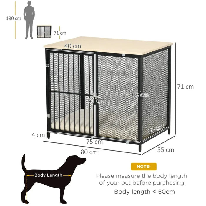 Premium Dog Crate End Table w/ Soft Cushion - Front Door - Small, Medium Dogs