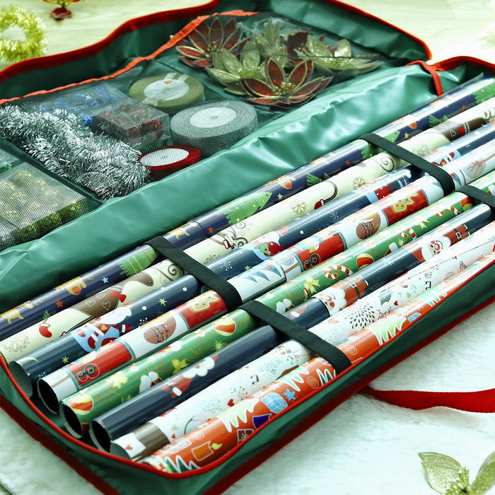 Christmas Xmas Gift Wrap Storage Bag [Green,0008941] - Organize, Store, & Protect Your Wrapping Paper & Accessories