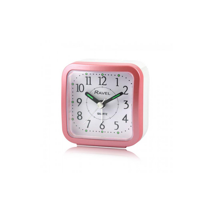Ravel Rectangular Mini Bedside Quartz Alarm Clock - Pink RC043.5