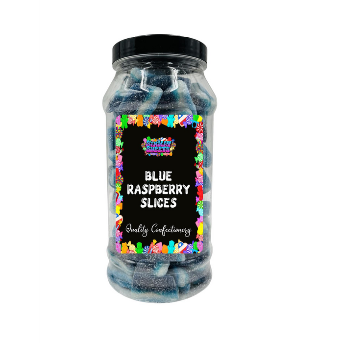 Fizzy Blue Raspberry Slices: Retro Sweets Gift Jar - Best Quality, Delivered to Your Door!