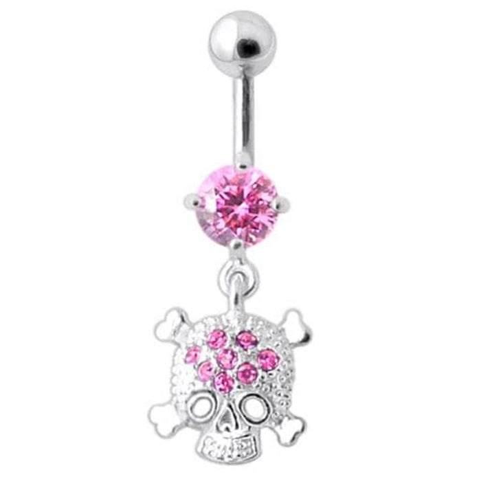 Jeweled Skull Navel Belly Ring