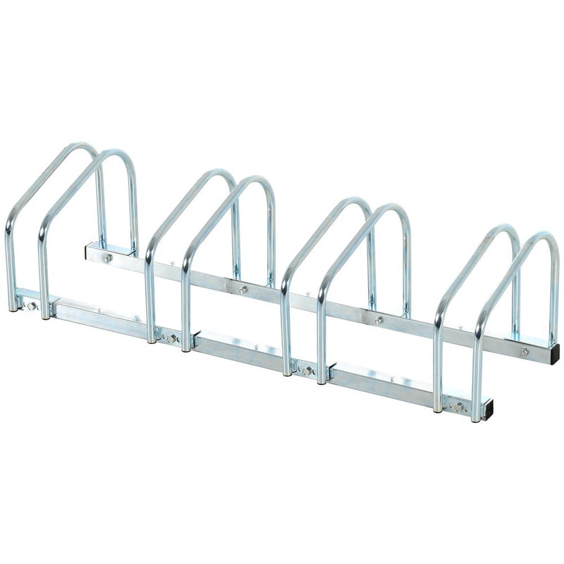 HOMCOM Parking for 4 Bicycles Steel Bike Rack on the Floor or Wall Parking for Indoor and Outdoor 110 x 33 x 27 cm Silver