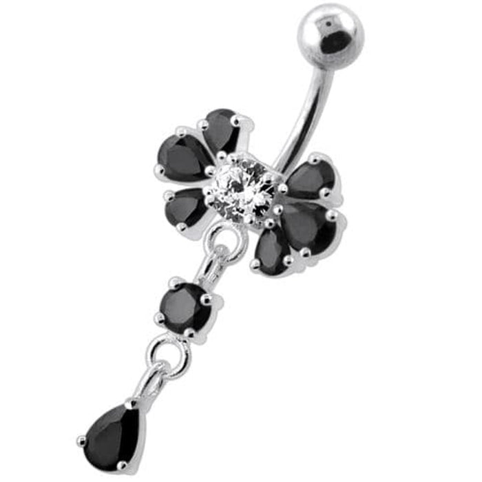 Fancy Flower Jeweled Navel Belly Ring