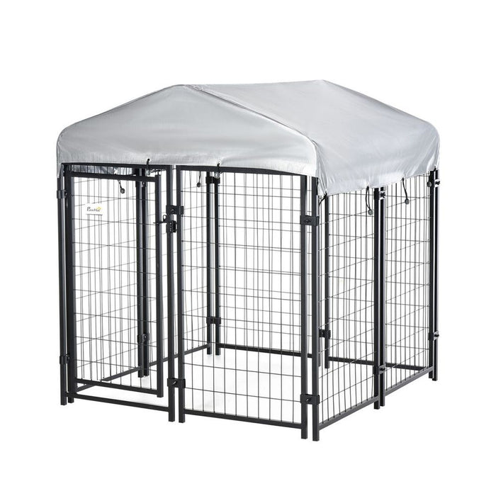 Premium Metal Dog Kennel with Canopy | Spacious & Secure | Weatherproof | Lockable Doors