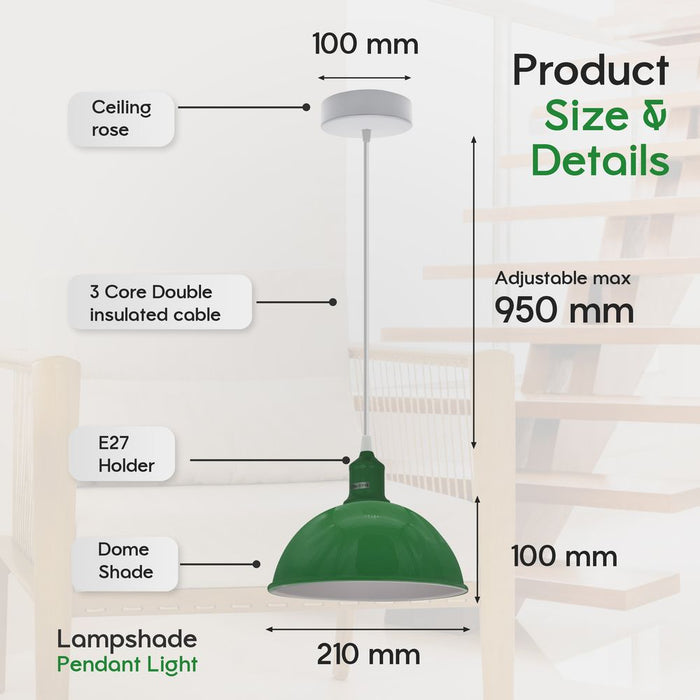 Stunning Dome Shaped Pendant Lights: 2-Pack Loft Style Metal Lamp Shades, Spray Painted Finish